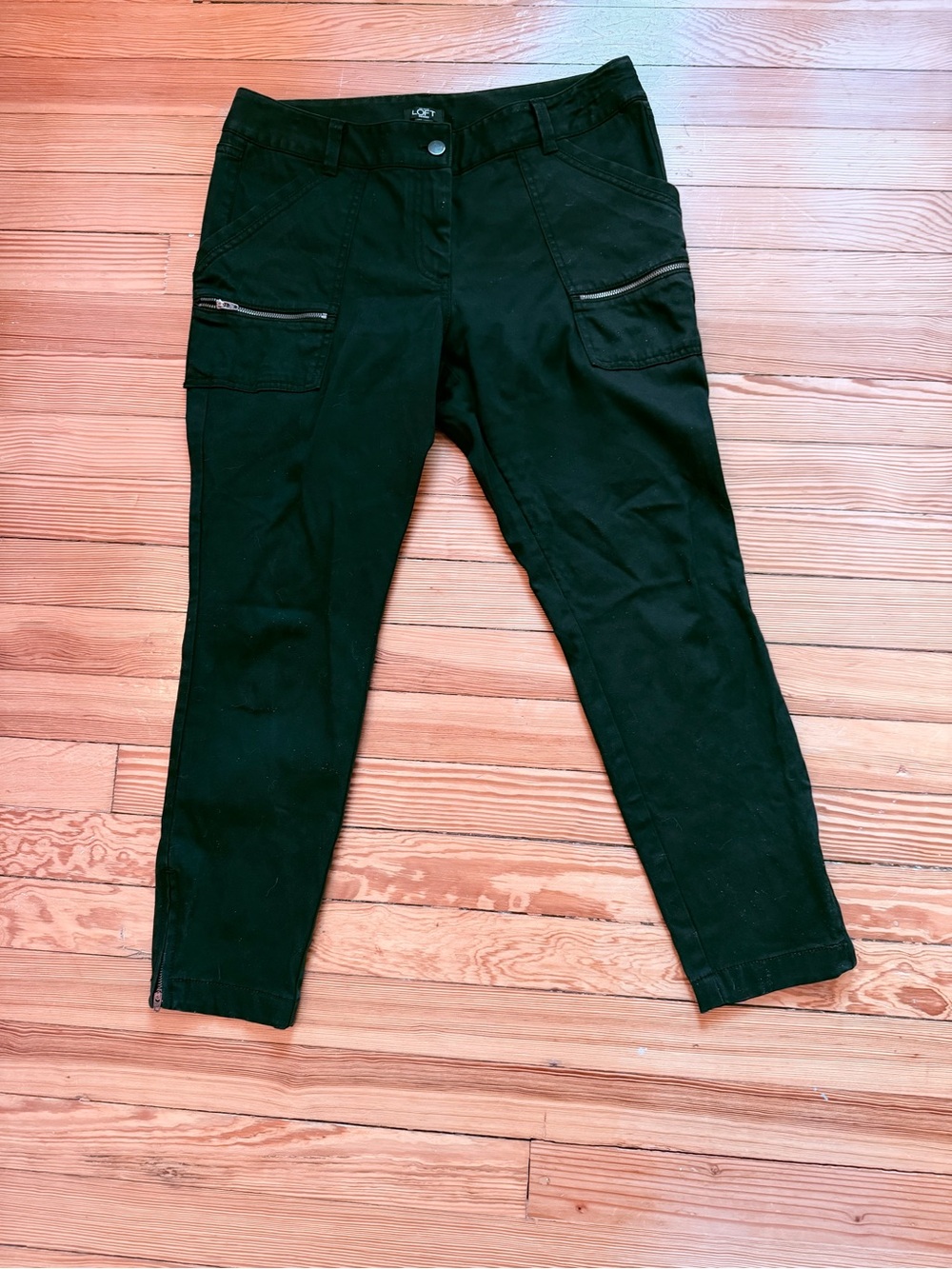LOFT Black Zip-Pocket Slim Ankle Pants